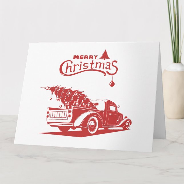 Christmas and happy new year truck thank you card (Front)