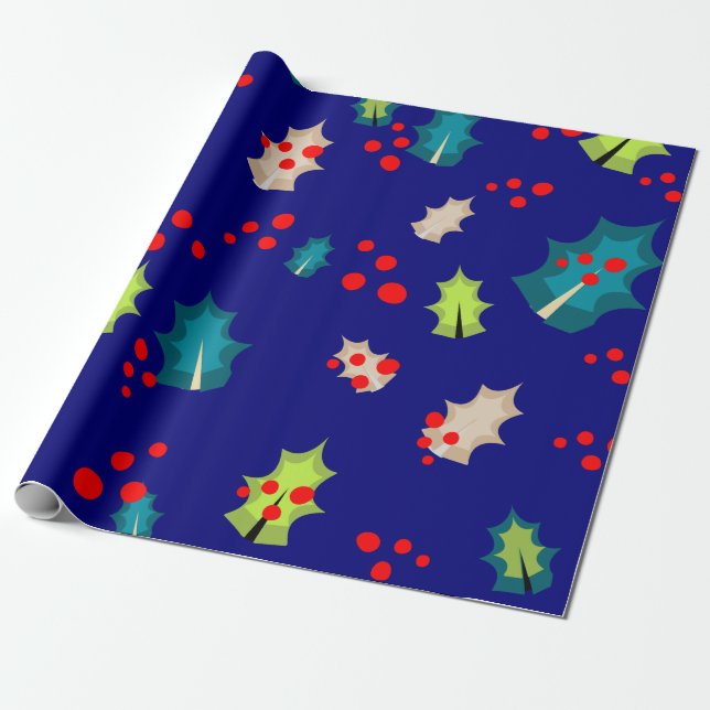 Christmas and Holly wrapping paper (Unrolled)