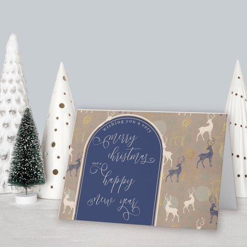 Christmas and New Year Calligraphy Forest Stags Holiday Card
