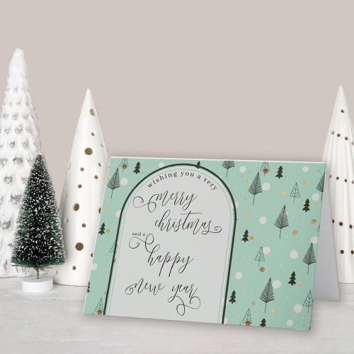 Christmas and New Year Calligraphy Scandi Trees Holiday Card