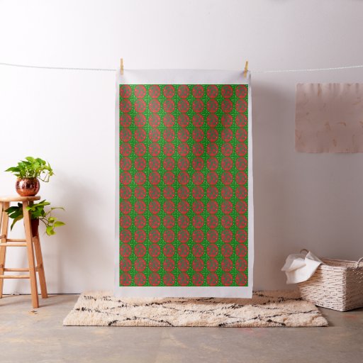Christmas and new year green red patterned design fabric