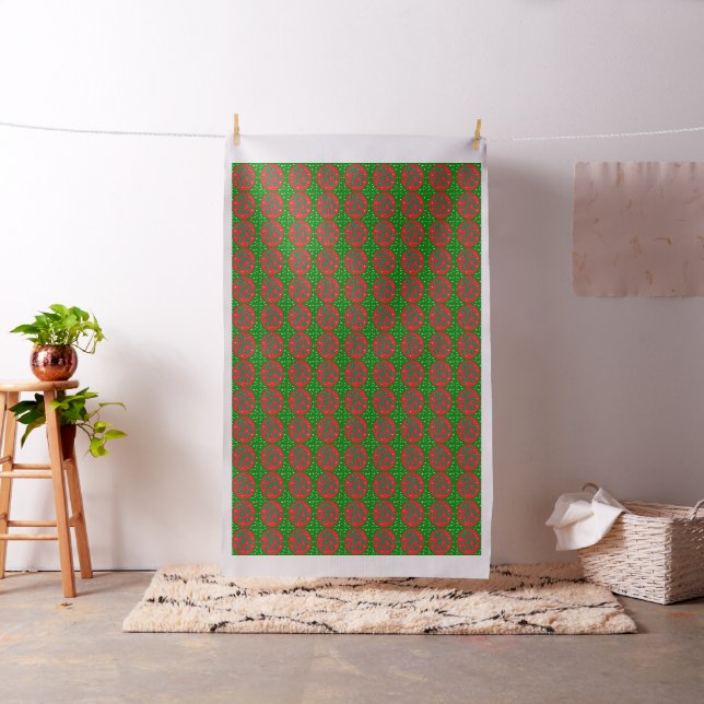 Christmas and new year green red patterned design fabric (In Situ)