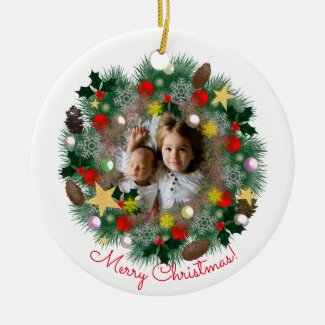 Christmas and New Year greetings, photo in a crown