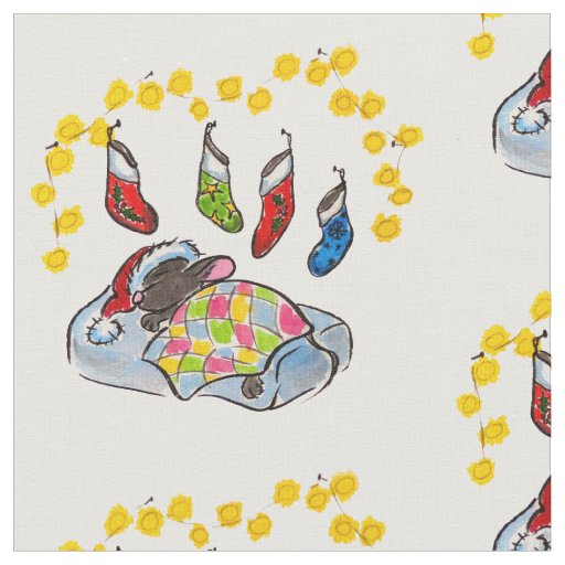 Christmas and New Year mouse with stockings Fabric