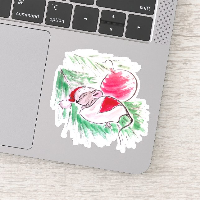 Christmas and New Year sleeping little mouse Sticker (Detail)