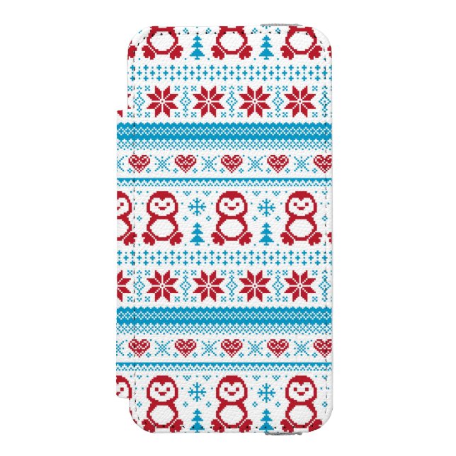 Christmas and Winter knitted pattern Incipio iPhone Wallet Case (Folio Front)