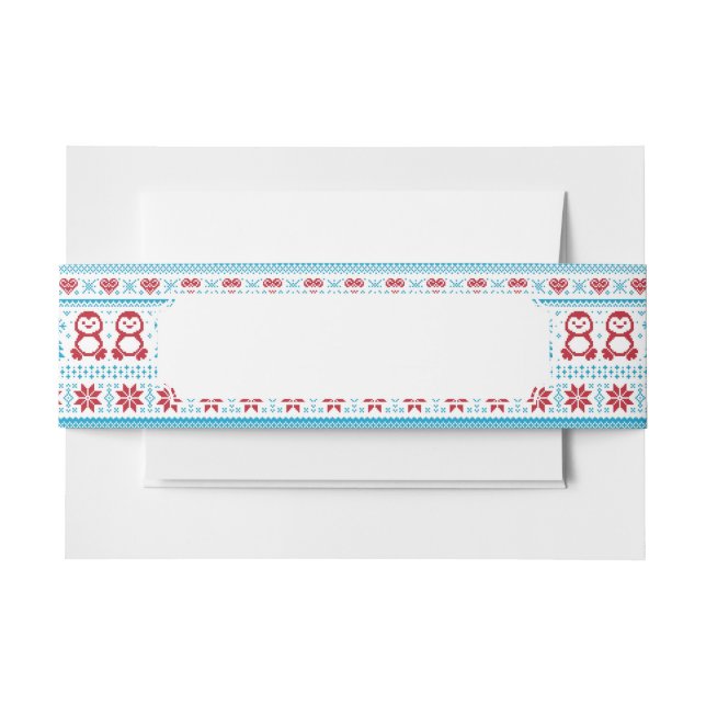Christmas and Winter knitted pattern Invitation Belly Band (Front Example)