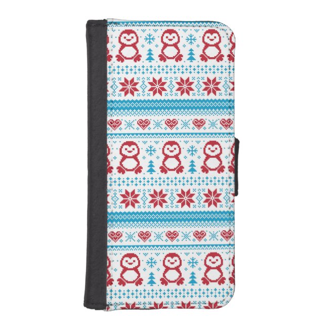 Christmas and Winter knitted pattern iPhone Wallet Case (Front)