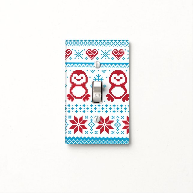 Christmas and Winter knitted pattern Light Switch Cover (In Situ)