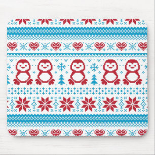 Christmas and Winter knitted pattern Mouse Pad
