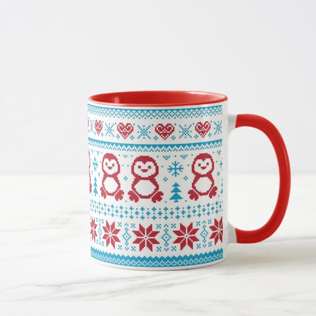 Christmas and Winter knitted pattern Mug (Right)