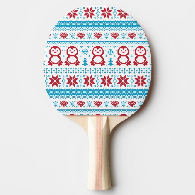 Christmas and Winter knitted pattern Ping-Pong Paddle (Front)