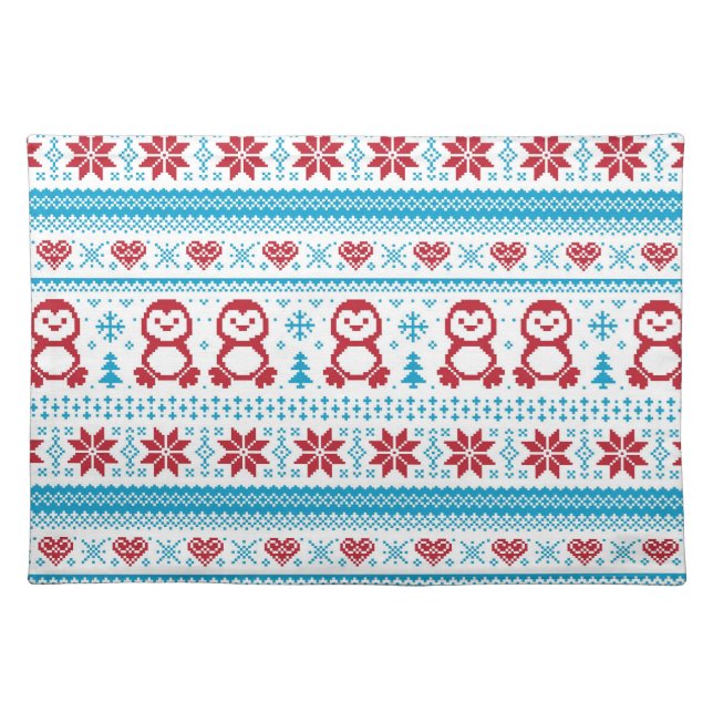 Christmas and Winter knitted pattern Placemat (Front)