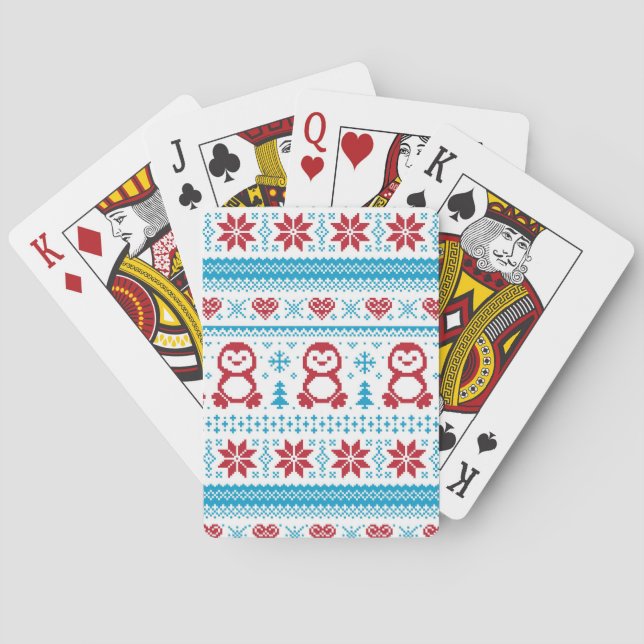 Christmas and Winter knitted pattern Poker Cards (Back)