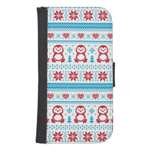 Christmas and Winter knitted pattern Wallet Phone Case For Samsung Galaxy S4