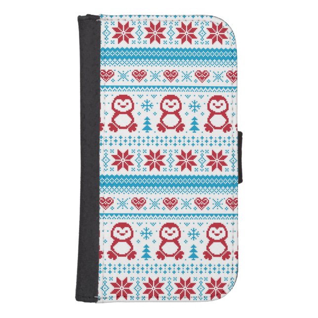 Christmas and Winter knitted pattern Samsung Galaxy Wallet Case (Front)