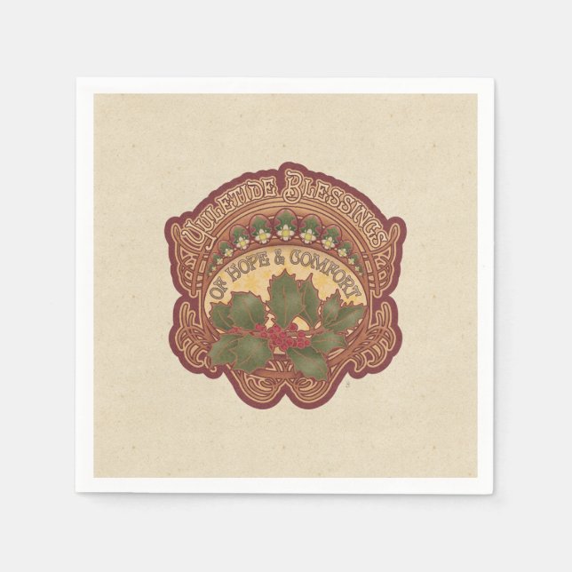 Christmas and Yule Blessings Holiday Napkins (Front)