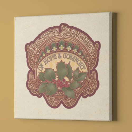 Christmas and Yule Blessings Vintage Style Faux Canvas Print