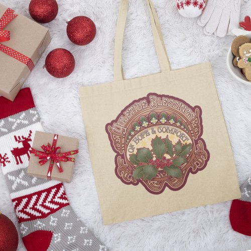 Christmas and Yule Blessings Vintage Style  Tote Bag