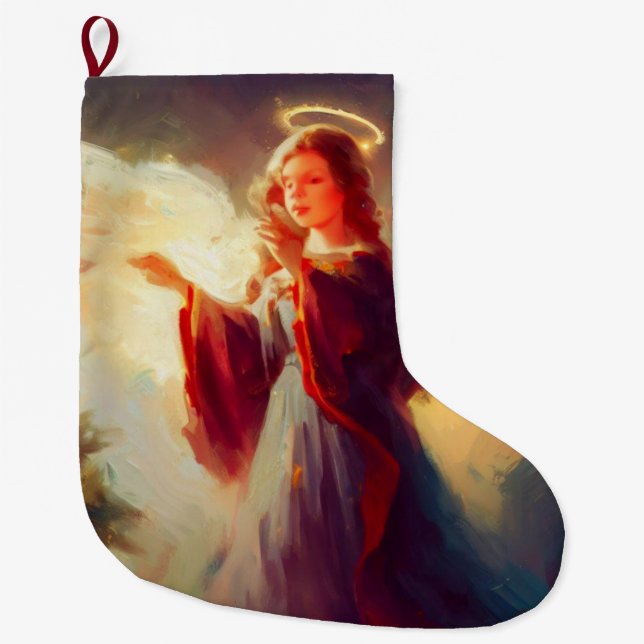 Christmas Angel 3 Large Christmas Stocking (Front)