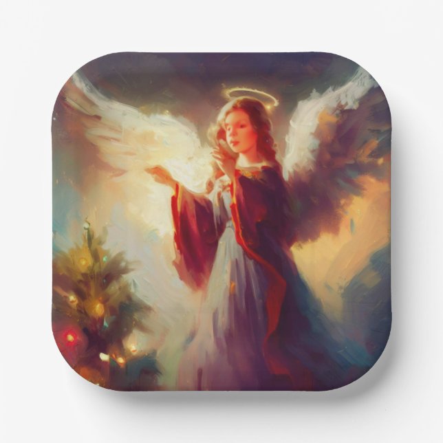 Christmas Angel 3 Paper Plates (Front)