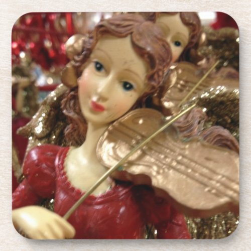 CHRISTMAS ANGEL AND VIOLIN COASTER