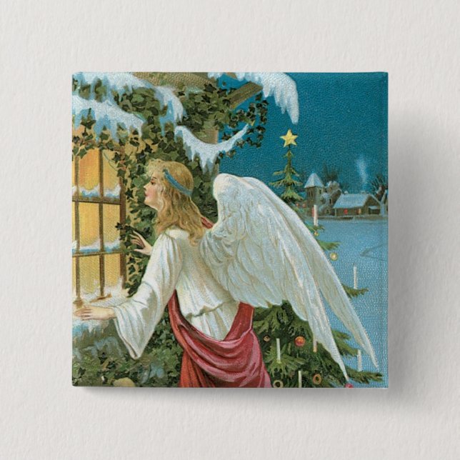 Christmas Angel at the Window Button (Front)