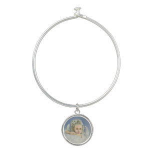 Christmas Angel Bangle Bracelet With Round Charm