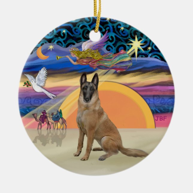Christmas Angel - Belgian Malinois Ceramic Ornament (Front)