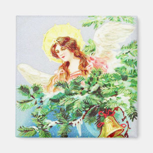 Christmas Angel & Bell Vintage Magnet