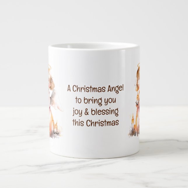 Christmas Angel Blessing Giant Coffee Mug (Front)