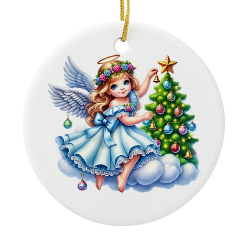 Christmas Angel Ceramic Ornament