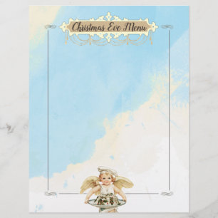 Christmas angel chef cake holiday menu letterhead