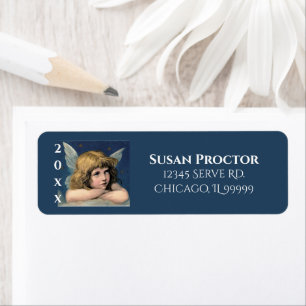 Christmas Angel Child White Wings Return Address Label