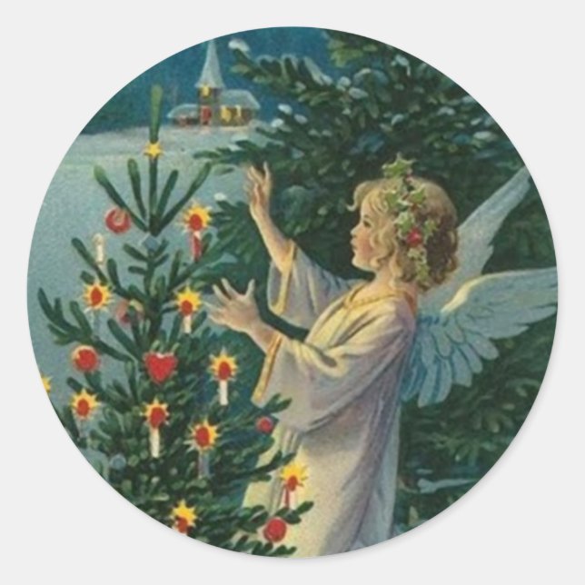 Christmas Angel Classic Round Sticker (Front)