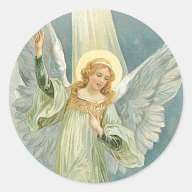 Christmas Angel Classic Round Sticker (Front)