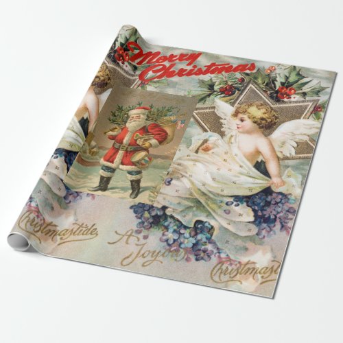 CHRISTMAS ANGEL COLLAGE Wrapping Paper