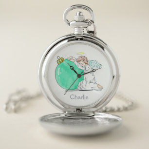 Christmas Angel custom name pocket watch