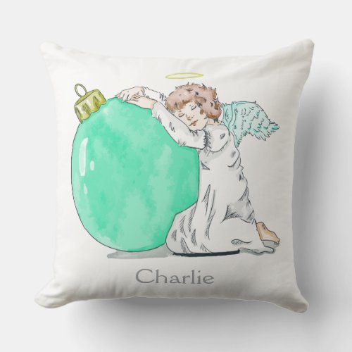 Christmas Angel custom name throw pillows