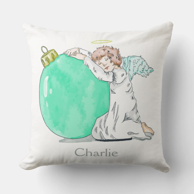 Christmas Angel custom name throw pillows (Front)