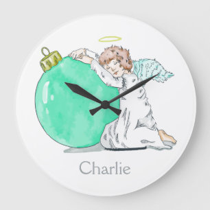 Christmas Angel custom name wall clocks