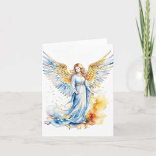 Christmas Angel D - Watercolors & Pen Card