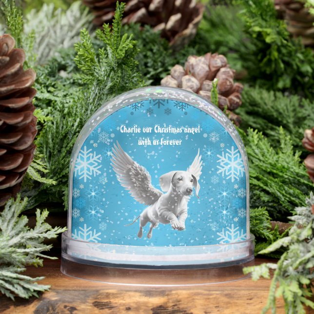 Christmas Angel Dachshund Snow Globe (Winter)