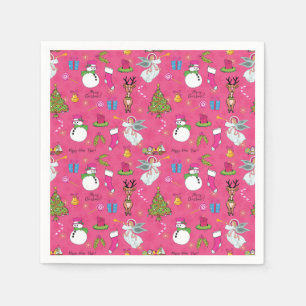 Christmas angel,deer and snowman napkins