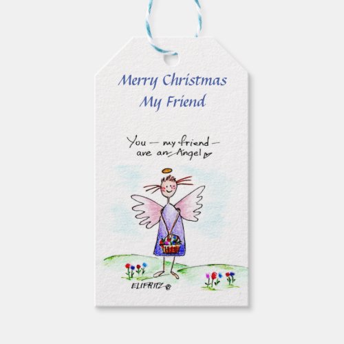 Christmas Angel Drawing Purple You My Friend   Gift Tags