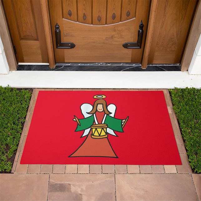 Christmas Angel Drummer Holiday Music Design  Doormat (Creator Uploaded)
