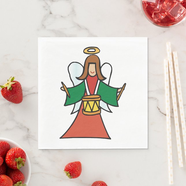 Christmas Angel Drummer Holiday Music Design  Napkins (Creator Uploaded)