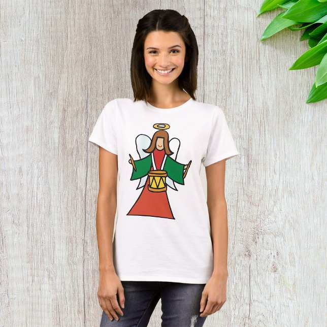 Christmas Angel Drummer Holiday Music Design  T-Shirt (Creator Uploaded)