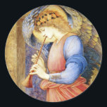 Christmas Angel Edward Burne-Jones Stickers<br><div class="desc">Angel Playing a Flageolet, tempera and gold paint on paper, c. 1878 by Sir Edward Coley Burne-Jones. Palette is drawn from the Renaissance, rich in red, blue and gold. Perfect for Christmas cards, gift wrap, holiday invitations and notes -- beautiful and tasteful year round. Matching cards, postcards, gift tags and...</div>