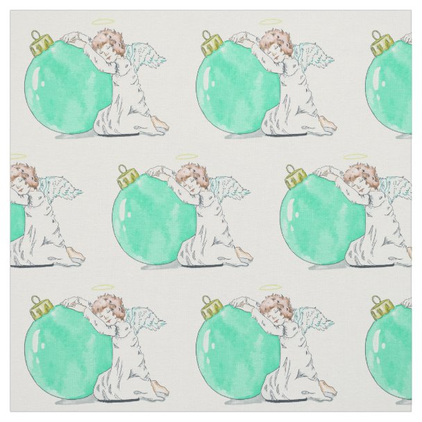 Gold Christmas Angel of Joy Seamless Pattern Fabric Zazzle